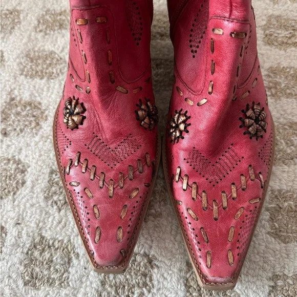 Vintage Red leather cowboy boots size 8 - Picture 5 of 5
